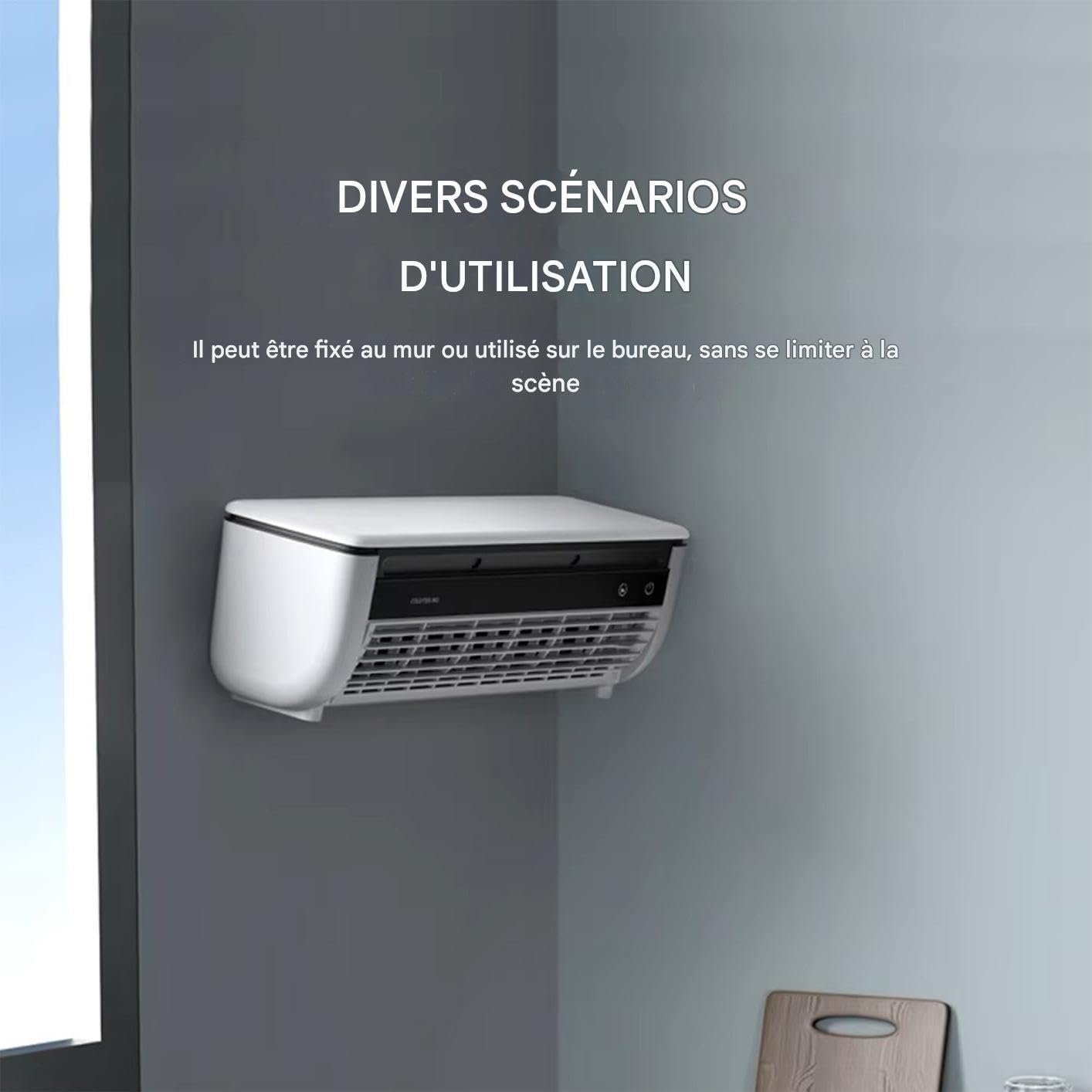 Klimagerät für Schlafzimmer, tragbarer Ventilator Klimagerät, Lüftungsgerät mit drei Geschwindigkeiten und kabelloser Ladestation für Zuhause, Schlafzimmer, Camping, Wohnmobil, Bad, Küche