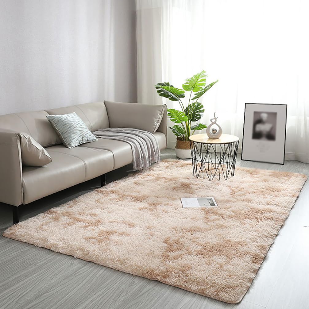 Tapis salon shaggy epais et tapis chambre nordique aspect fourrure