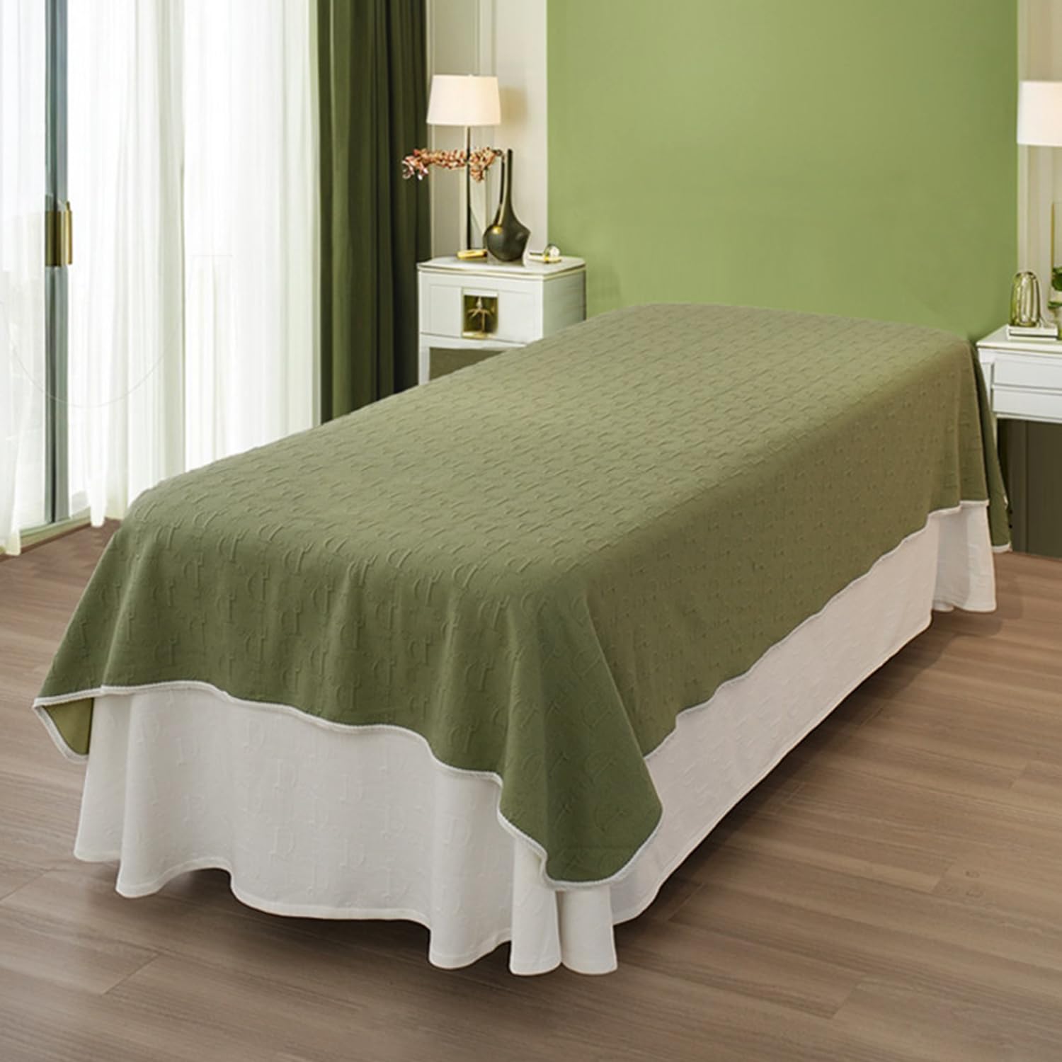 LDLCYCN ,green(N),55 * 94.5in, Premium Massage Table Bed Sheet With/Without Hole Lash Bed Sheet Professional Massage Linens Massage Table Cover for Esthetician Bed Stain Wrinkle-Resistant