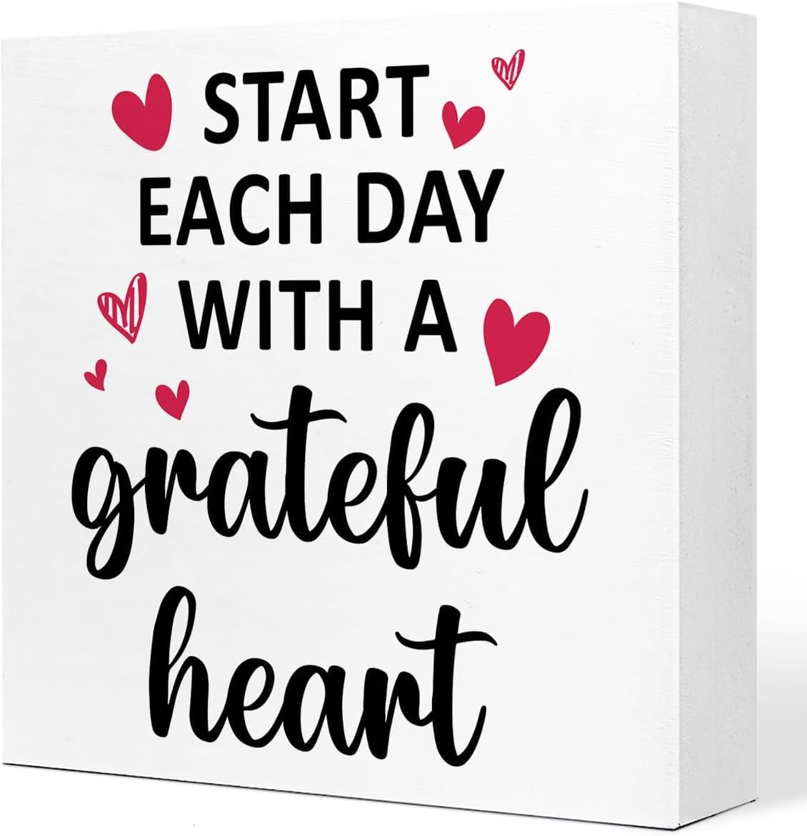 Grateful Heart Box Sign 5x5 Inch Rustic Tabletop Decor