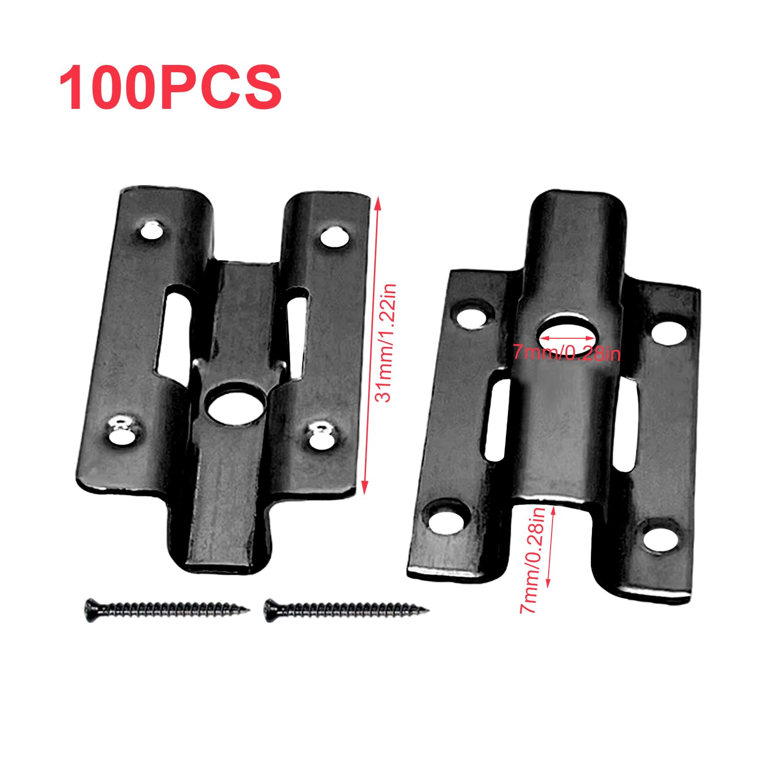100 clips de acero inoxidable para terraza de WPC, clips de fijación, fijación invisible para terraza con tornillos para tablones de WPC, clip en T, fijación oculta (negro 7 mm)