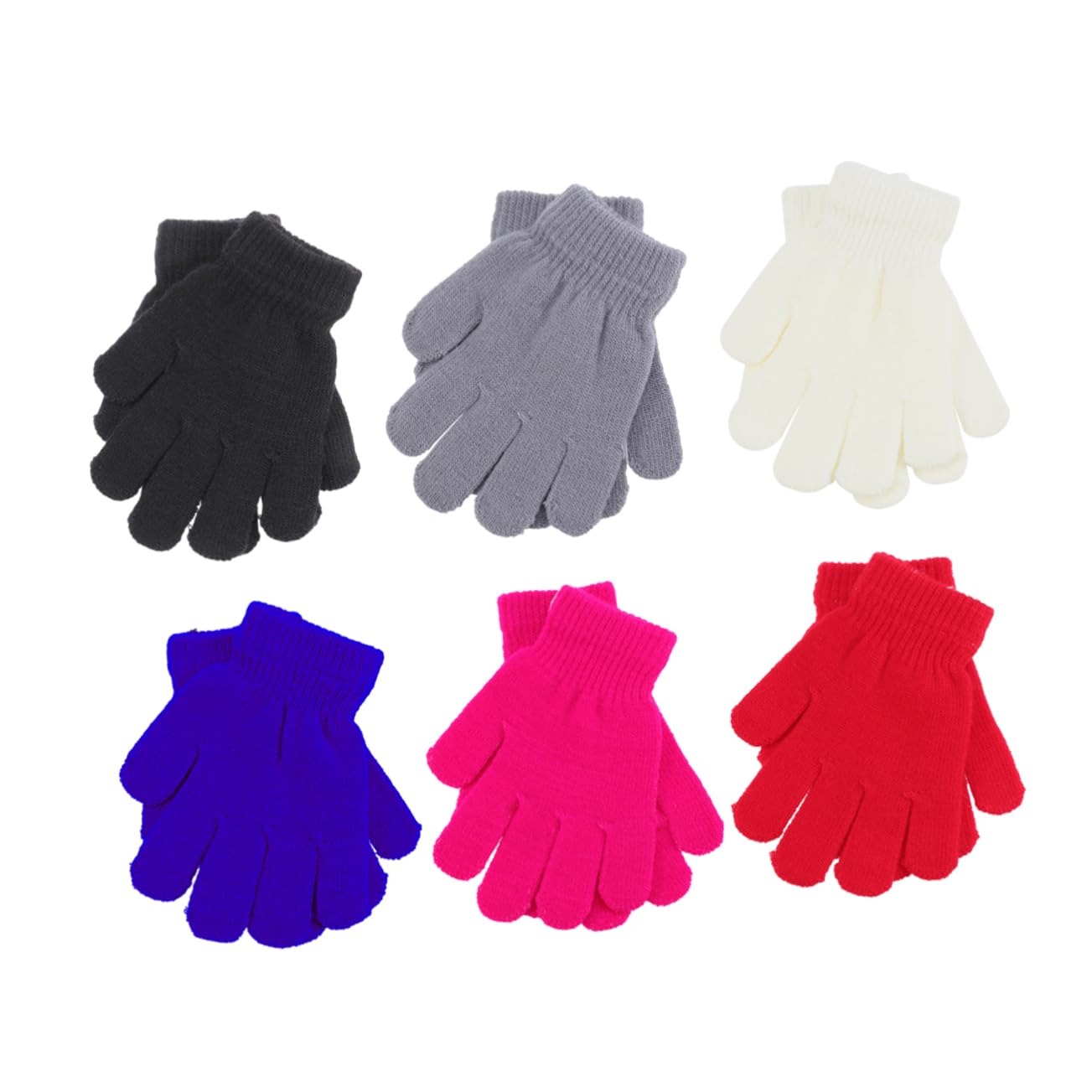 WOFASHPURET Black Kids Gloves for Cold Weather 6 Pairs Winter Warm Easy to Wear Random Color