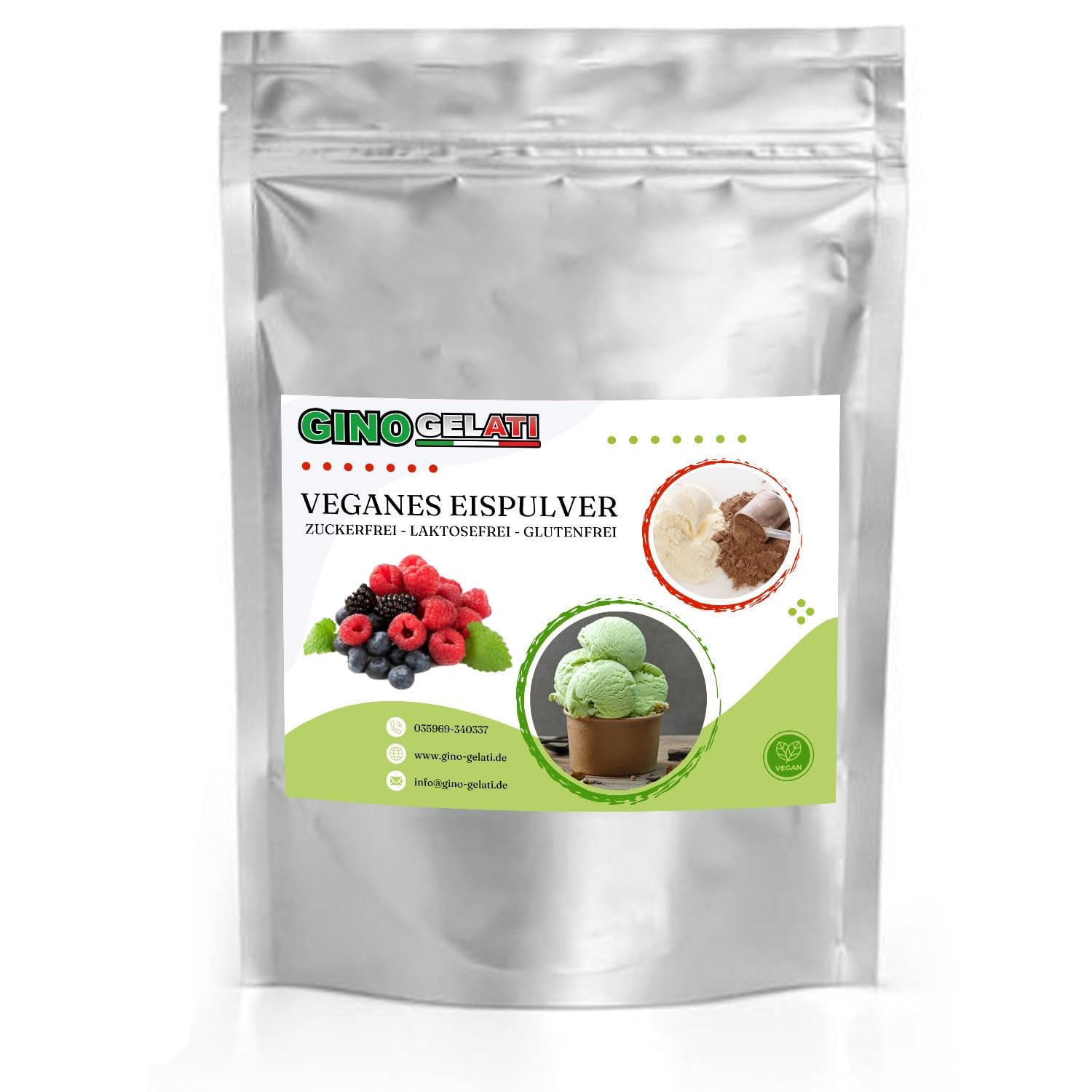 Gino Gelati Joghurt Veganes Eis Pulver Zucker-, laktosefrei, schnelle und einfache Zubereitung, mit natürlichem Aroma, Eispulver für Veganer geeignet, GMO-Frei (10 Kg, Joghurt Waldfrucht)