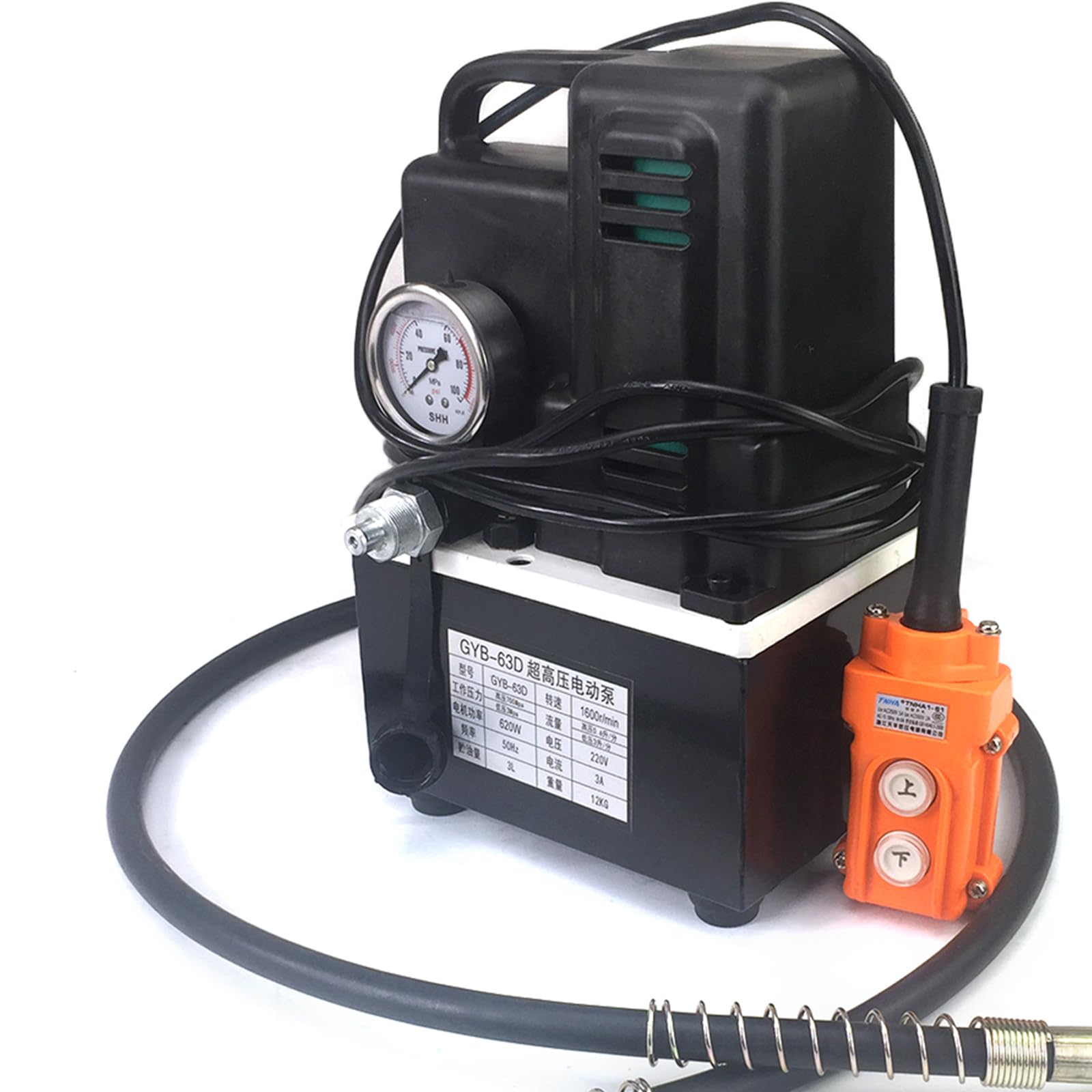 Hydraulikpumpe Hydraulikaggregat 220V 3L Hydraulikaggregat 620 W, Doppelwirkende Hydraulikpumpe Hydraulic Power Pack, 1600rpm Gal Tank Pump Hydraulikaggregat