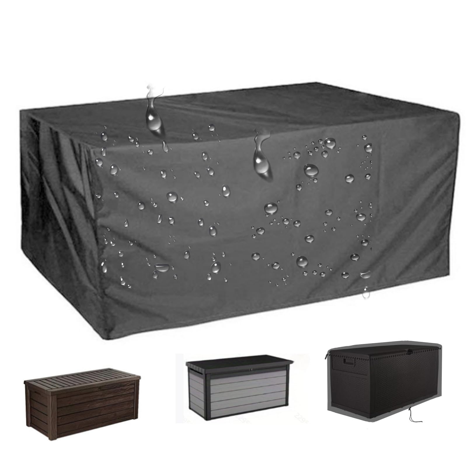 Housse de rangement imperméable en tissu Oxford 210D pour jardin, terrasse, coffre de rangement, noir, pour balcon, dimensions : 158 x 76 x 71 cm.