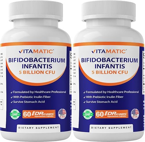 Vitamatic Bifidobacterium Infantis - 5 mil millones por cápsula DR - 60 unidades - Soporte digestivo - Hecho con fibra prebiótica de inulina -