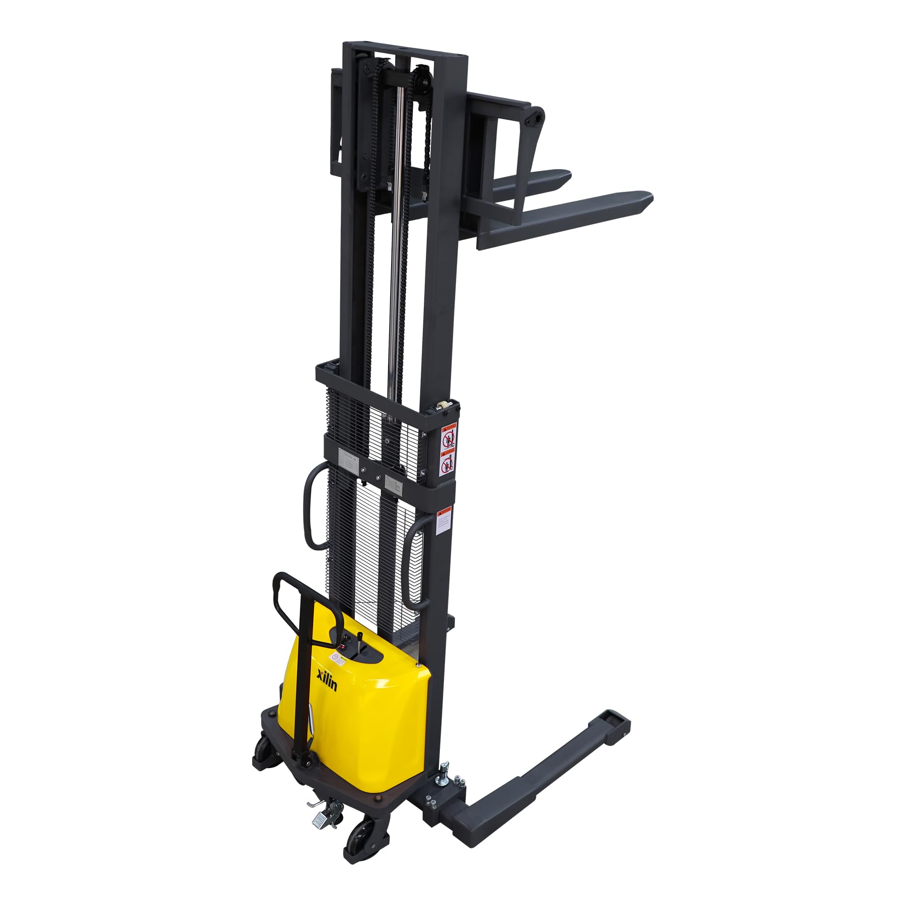Xilin Semi Electric Pallet Stacker with Straddle Leg, Material Lift with Adjustable Forks 3300lbs Capacity 98