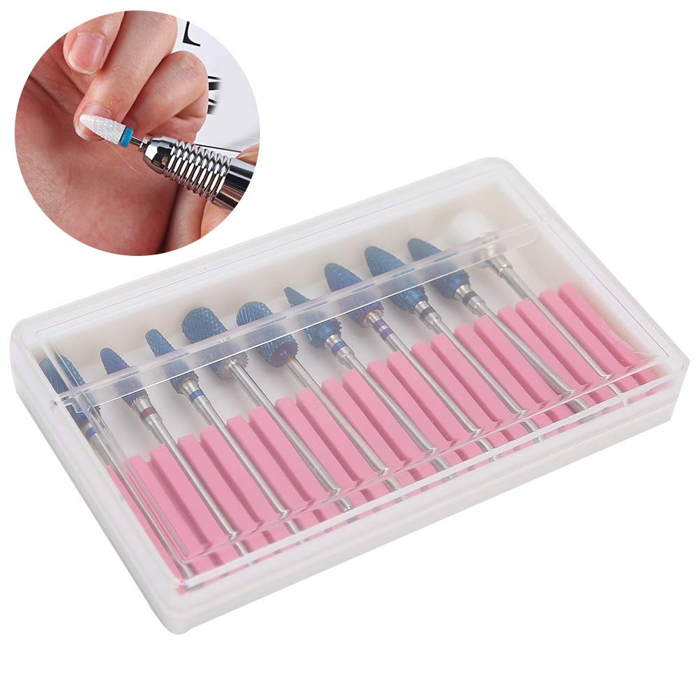 10pcs Fresa per Unghie Professionale, Cuticole Remover Set di Punte per Smerigliatura di Nail Art per Unghie Morte Rimozione Punte Trapano per Unghie Levigatura Set di Punte per Lucidatura Set