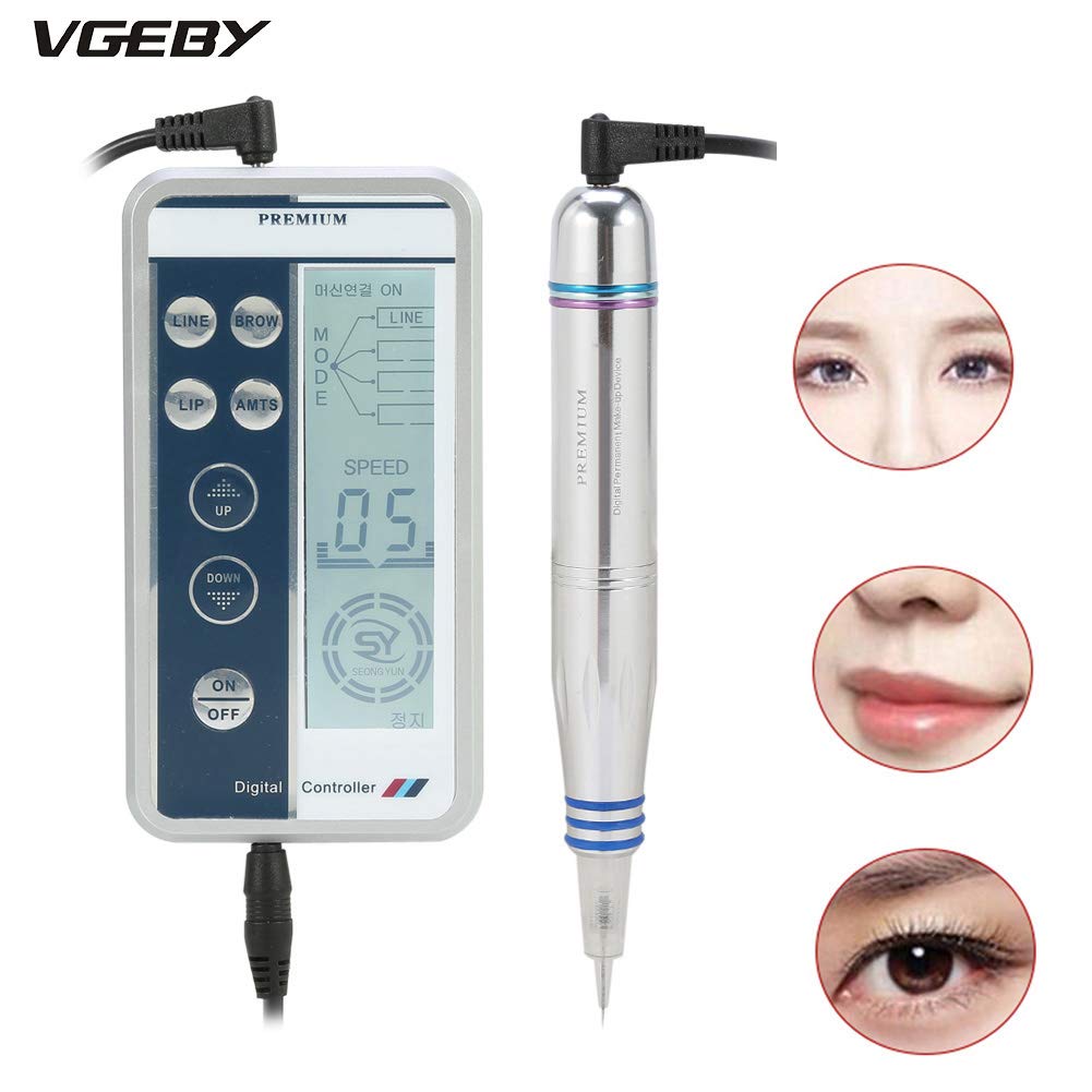 Virishka Top Grade Permanent Makeup Digital Pen Professional Eyebrow Lip Eyeliner Tattoo Machine Set Microblading Gun Cartridge Needles-image-17