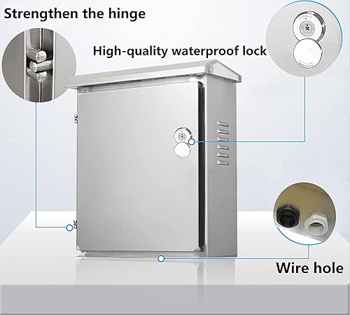 Miniatura 4 de Caja eléctrica de acero inoxidable 304 para exteriores, caja de conexiones impermeable IP67, caja de recinto Nema resistente a la intemperie, cajas