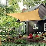 Patio Sun Shade Sail Canopy, 10' x 12' Rectangle Shade Cloth Outdoor Cover - UV Block Sunshade Fabric Awning Shelter for Pergola Backyard Garden Carport (Sand)