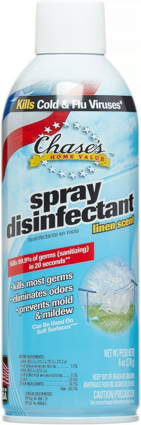 Chase's Spray Disinfectant Linen Scent Kills Germs Eliminates Odor ( 2 Packs)