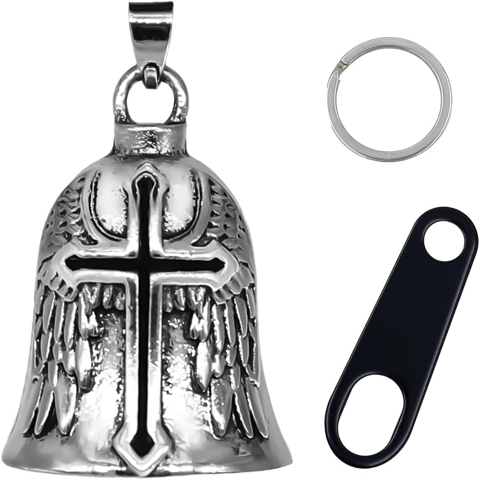 Motorcycle Bell Good Luck Keychain - Guardian Angel Bells, Biker Bell Safe Pendant Motorcycle Accessories for Men