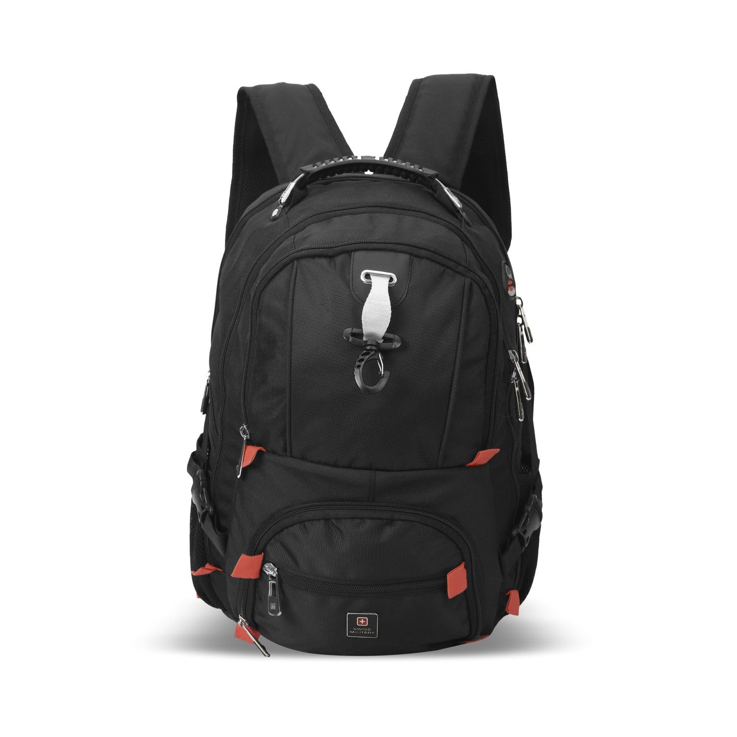 Swiss Military Laptop Backpack | Separate Compartment to Keep Files & Folders | Padded Adjustable Shoulder Straps & Quick Access Pockets (LBP77A, Blac...