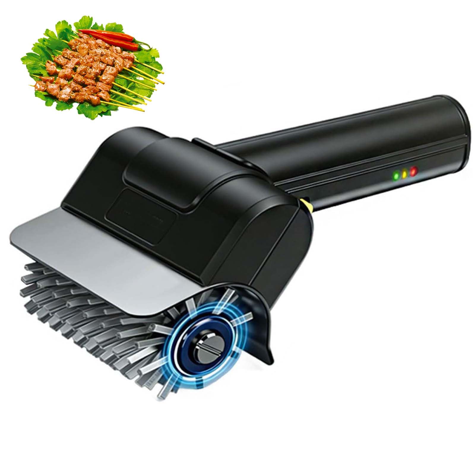 Cepillo eléctrico para parrilla, limpiador inalámbrico para barbacoa con tiempo de funcionamiento de 90 minutos y mango ergonómico, herramienta de limpieza de 1100 RPM para parrillas, ahumadores