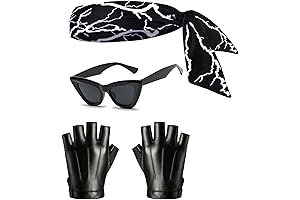 Complete the Halloween Costume Set with Headbands, Sunglasses, and Leather Half-finger Gloves