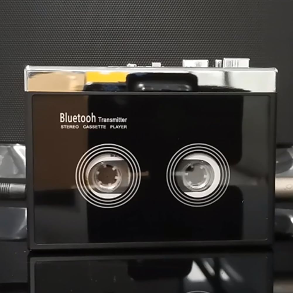 Reproductor de Casete EstéReo Retro Negro Cinta de Casete MúSica Audio Reversa AutomáTica con Bluetooth