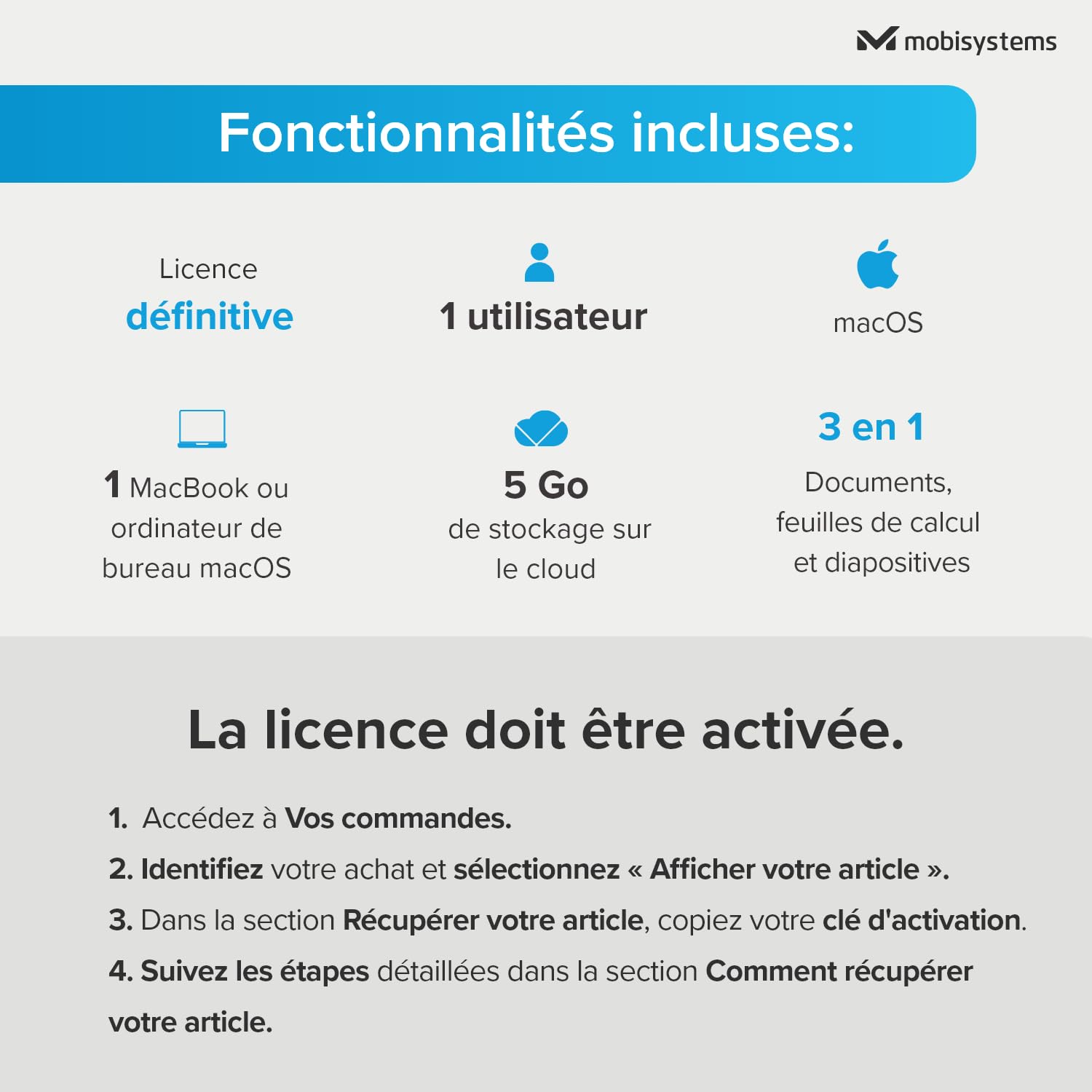 OfficeSuite Home & Business pour MAC - Licence à vie - Pack Office pour MacOS - 1 appareil - 1 Usager - Code d'activation Mac