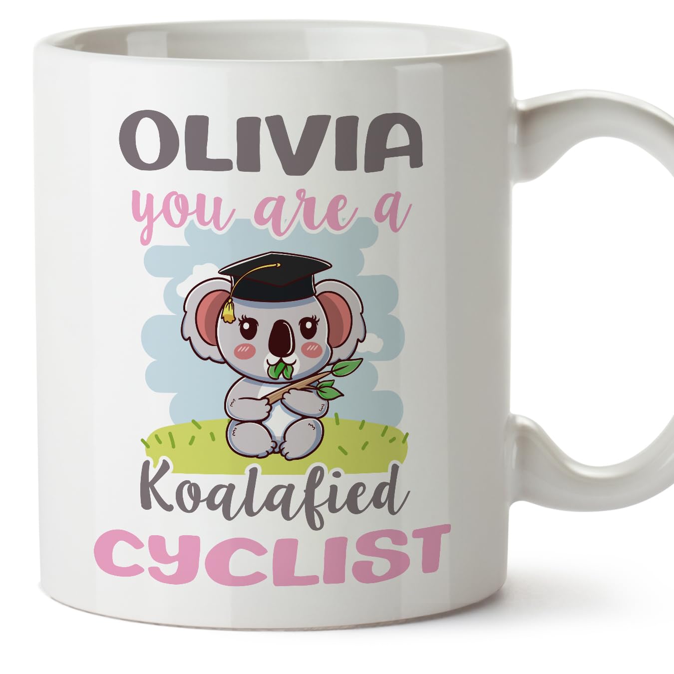 MUGFFINS Personalised Mug for Cyclist Woman - in English - Custom Koalafied - Funny Custom Gift for Colleagues - Ceramic 11oz Mug — image 1