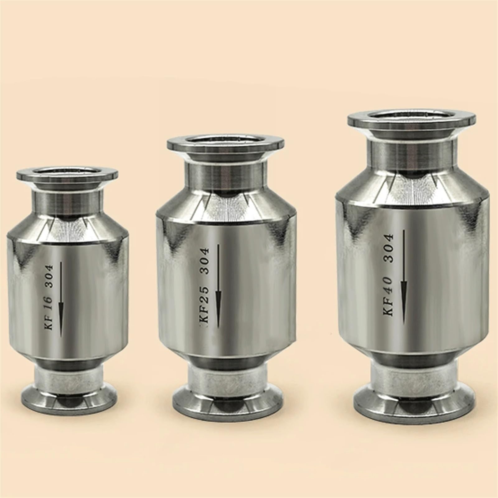 KF16 KF25 KF40 KF 50 KF63 KF80 KF100 304 zawór zwrotny ze stali nierdzewnej do pompy próżniowej Homebrew (Kf-80 wąż 114 mm)