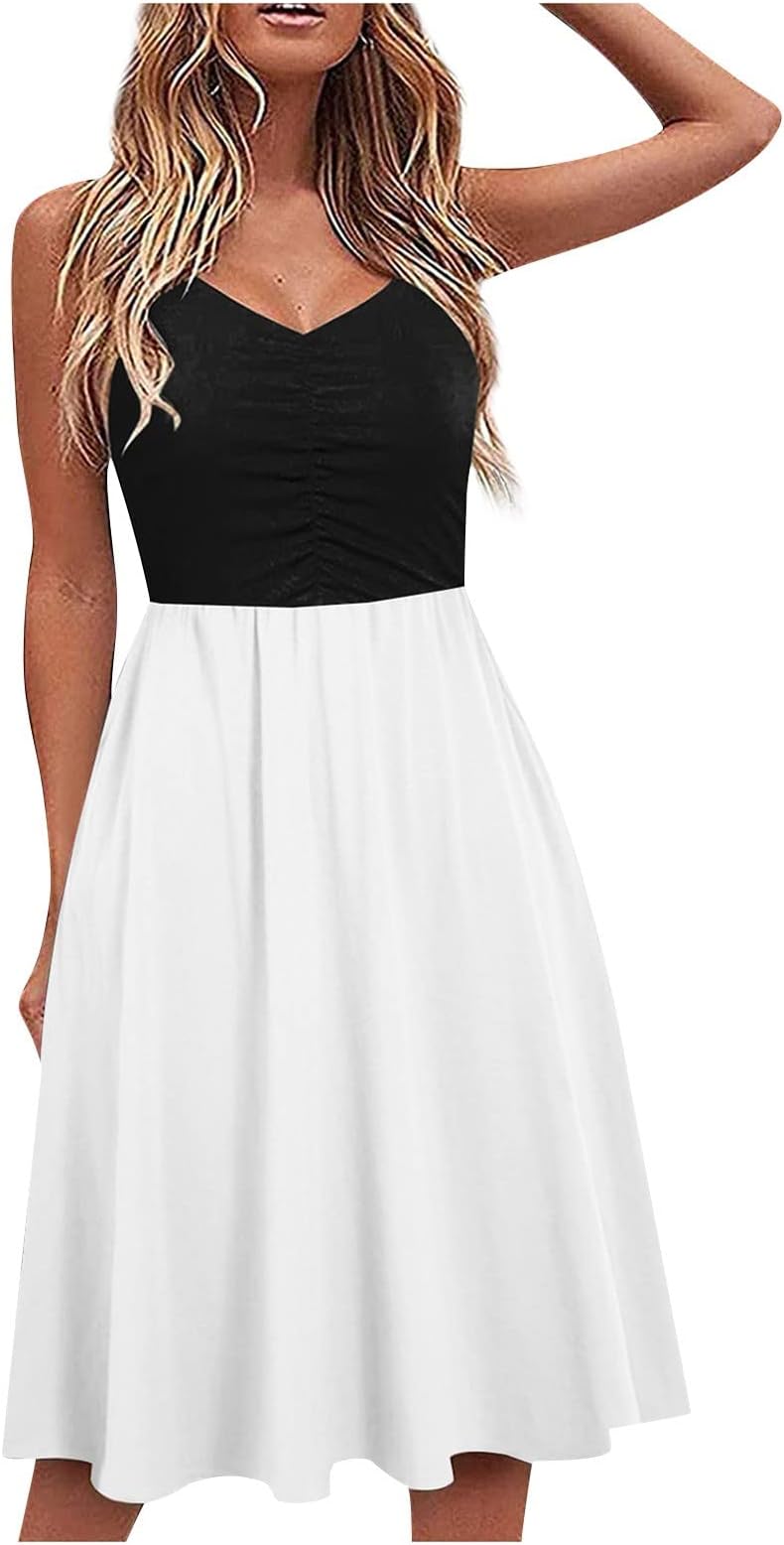 Beach Dresses for Women Casual Summer, Fashion Women's Printed Midi Length Skirt One-Piece Dress