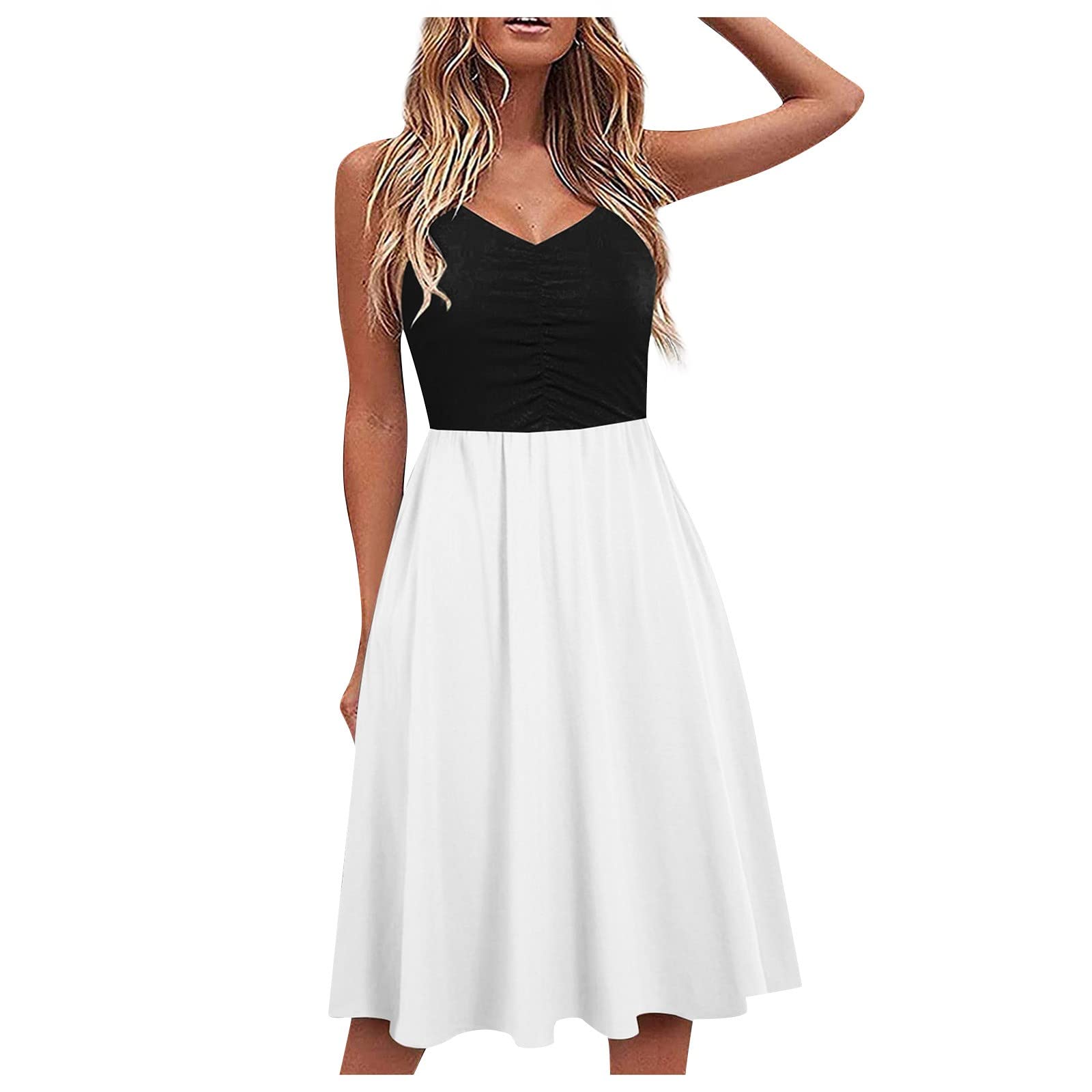 Beach Dresses for Women Casual Summer, Fashion Women's Printed Midi Length Skirt One-Piece Dress