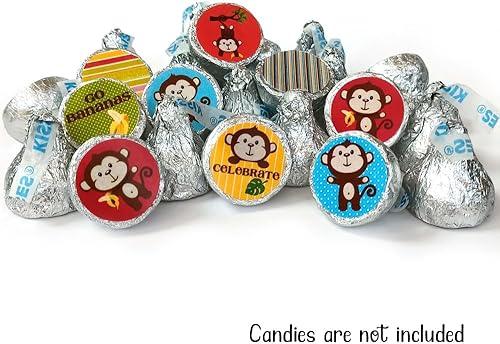 Miniatura 4 de Monkey Labels for Hershey Kisses Chocolates by Adore By Nat - Birthday and Baby Shower Candy Stickers - Set of 240