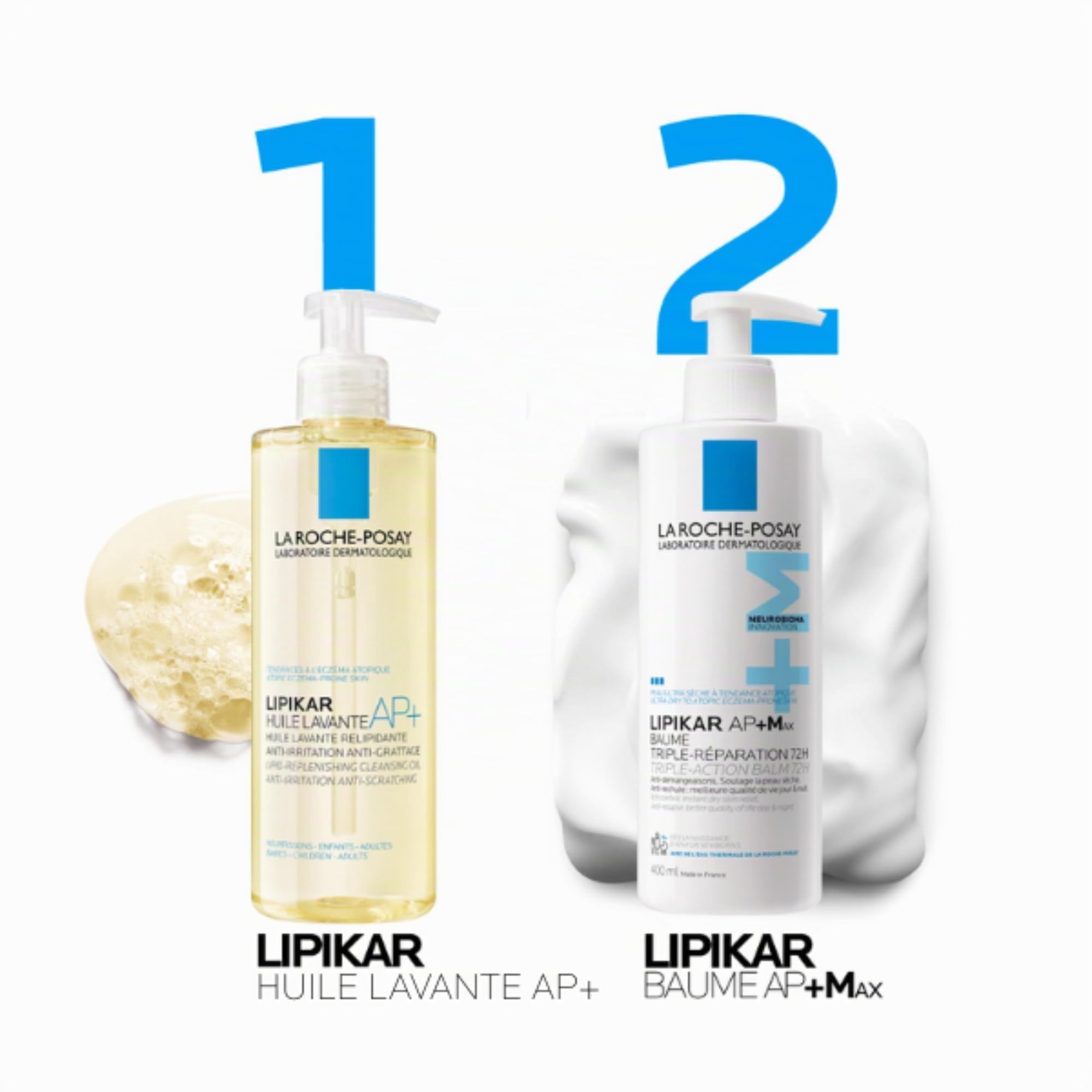 La Roche-Posay | Lipikar Routine | AP+ Waschöl & AP+M Balsam | repariert, beruhigt und spendet Feuchtigkeit | Geeignet für trockene, sehr trockene & atopische Haut | ab der Geburt | 400 ml x 2