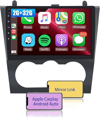 Estéreo de coche de 2 GB + 32 GB para Nissan Altima 2008 2009 2010 2011 2012, radio de coche Evonavi con pantalla táctil IPS HD, soporte WiFi