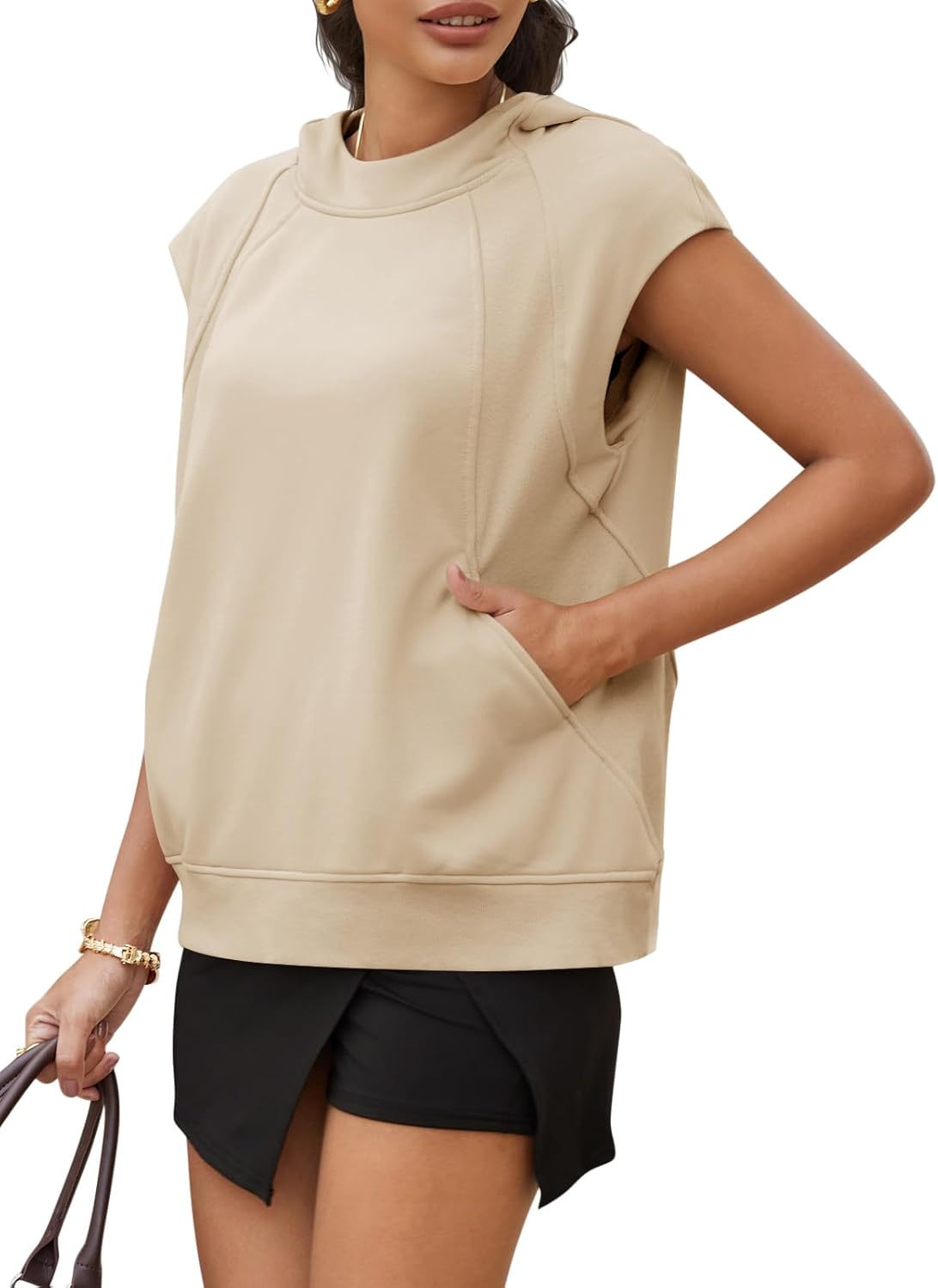 Yousify Womens Sleeveless Hoodies Sweatshirt Casual Workout Tank Tops Spring Summer Hooded Activewear Shirts with Pocket - Image 3