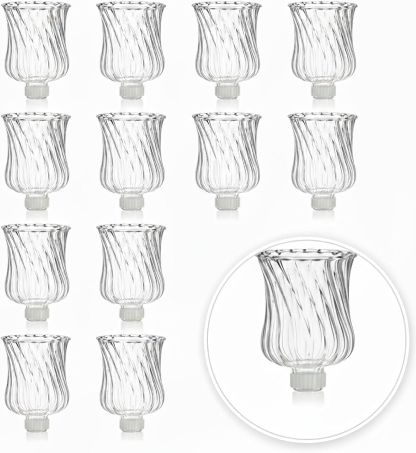 AceOrbit 12 Pack 3.74" Tall Candle Holder Glass Votive Holders with Peg Silicone Bases Glass Candle Cups for Tealights, LED Candles Religious Ceremonies for Weddings Home Church Holiday Decorations