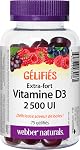 Webber Naturals Vitamine D3 2500 UI, 75 Gummies, Pour des Os et Dents Sains, et le Maintien d'une Bonne Santé