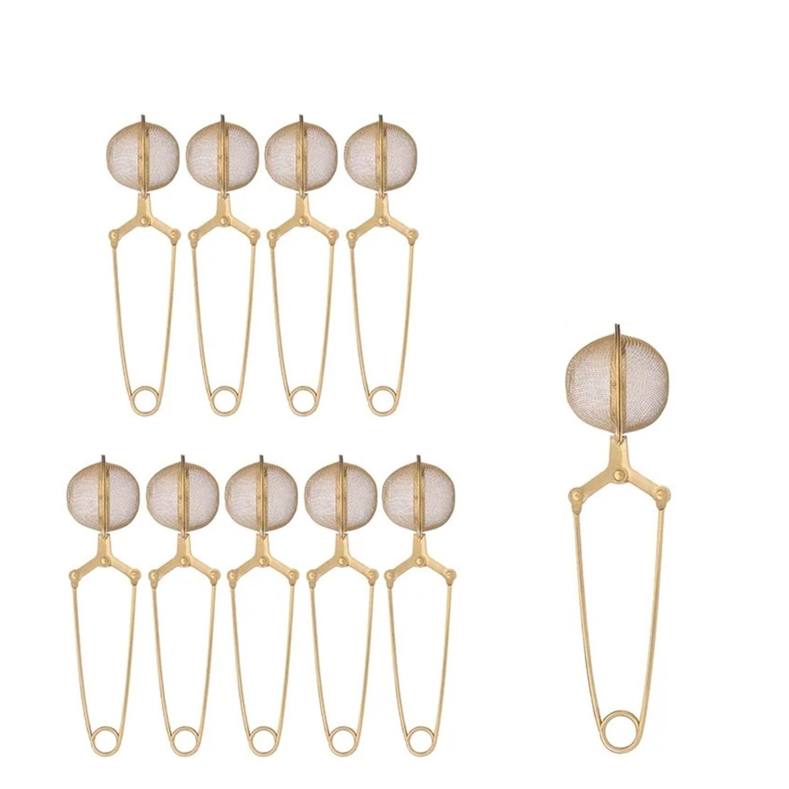 Edelstahl Teesieb Gold Edelstahl Tee-ei Kugel Mesh Sieb Herb Spice Filter Kreative Griff Löffel(10PCS)