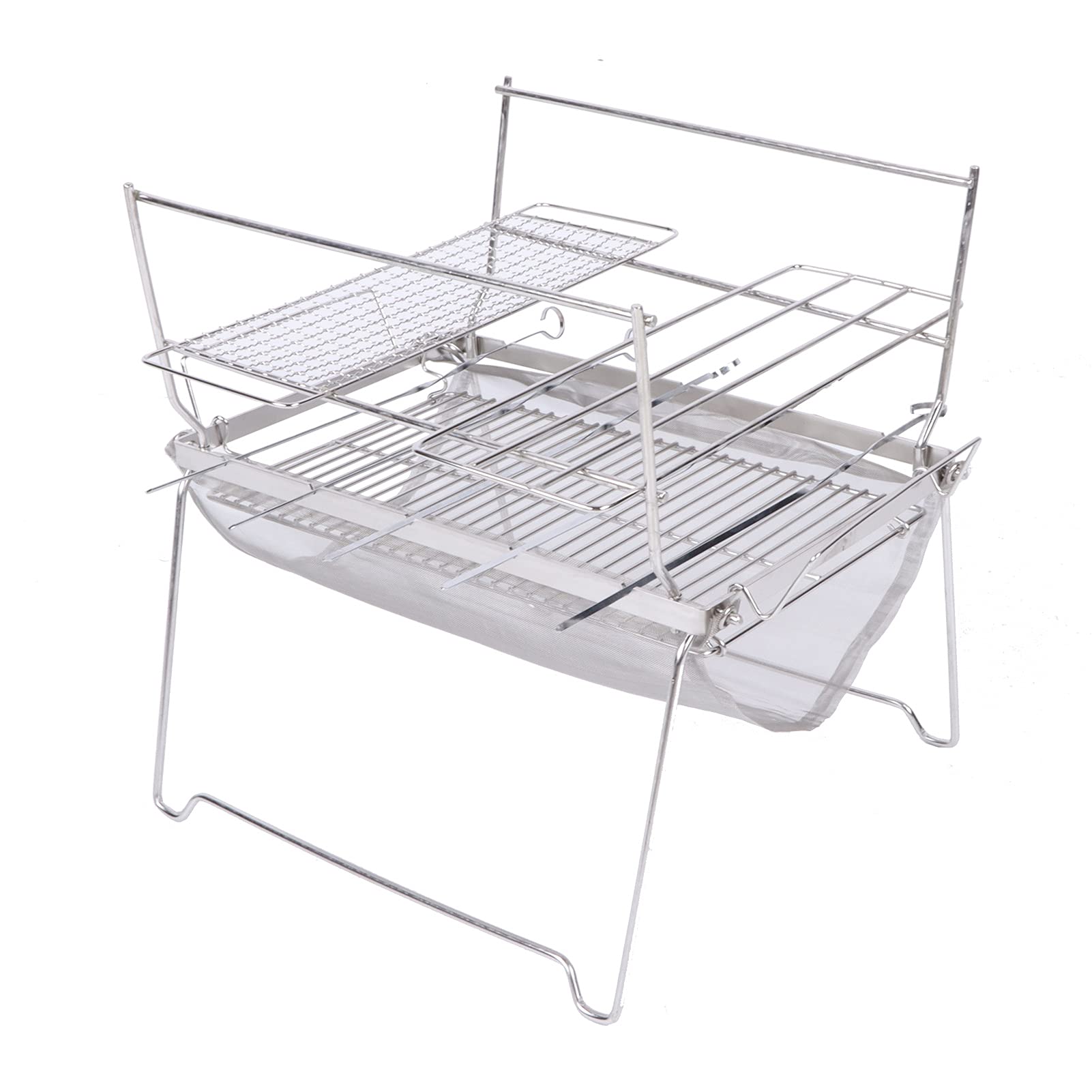 Griglia per falò pieghevole Griglia per barbecue portatile multifunzione in acciaio inossidabile per campeggio all'aperto Escursionismo Picnic Viaggi in spiaggia Avventure di