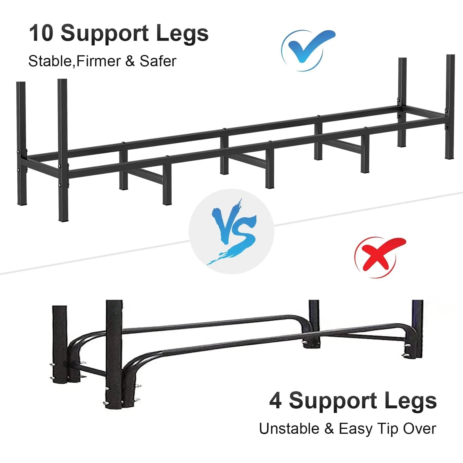 Porta legna da ardere Portalegna in metallo resistente regolabile da 4 piedi/5,3,9 piedi for lo stoccaggio della legna for caminetti interni/esterni(5.3ft Firewood Rack)