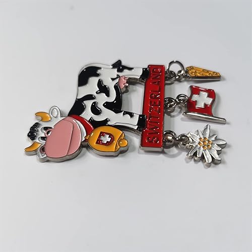 Miniatura 3 de Imán de nevera de vaca 3D de Suiza, regalo de recuerdo, aleación de metal hecho a mano, imán para refrigerador de Suiza, colección de decoración