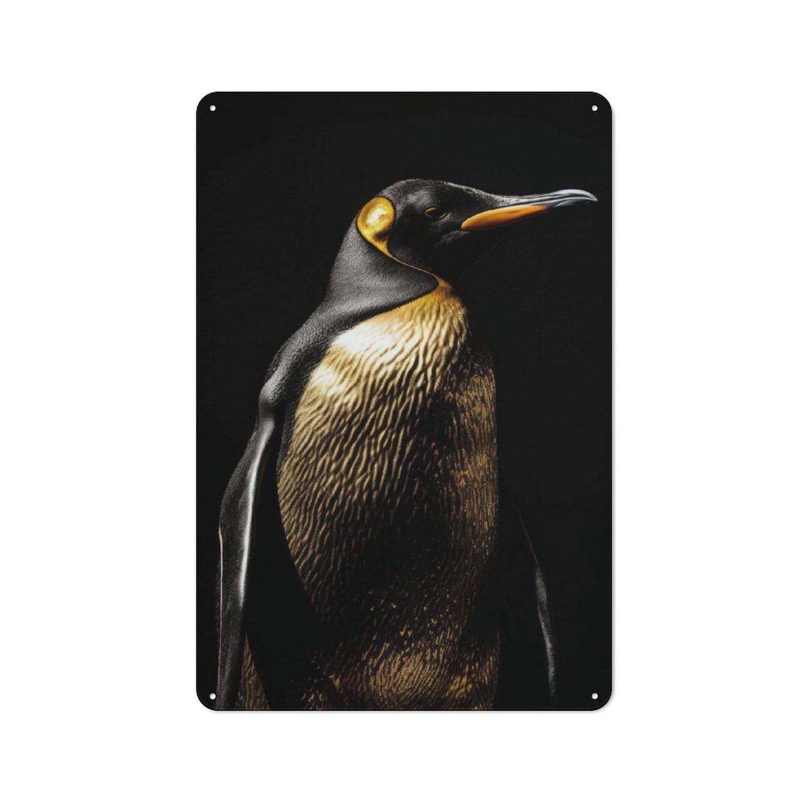 Junmoney Penguin Gold Animal Metal Wall Sign 30X20cm, Retro Decor For Pub Or Café, For Vintage Wall Decor Fans, For Garage And Workshop Walls