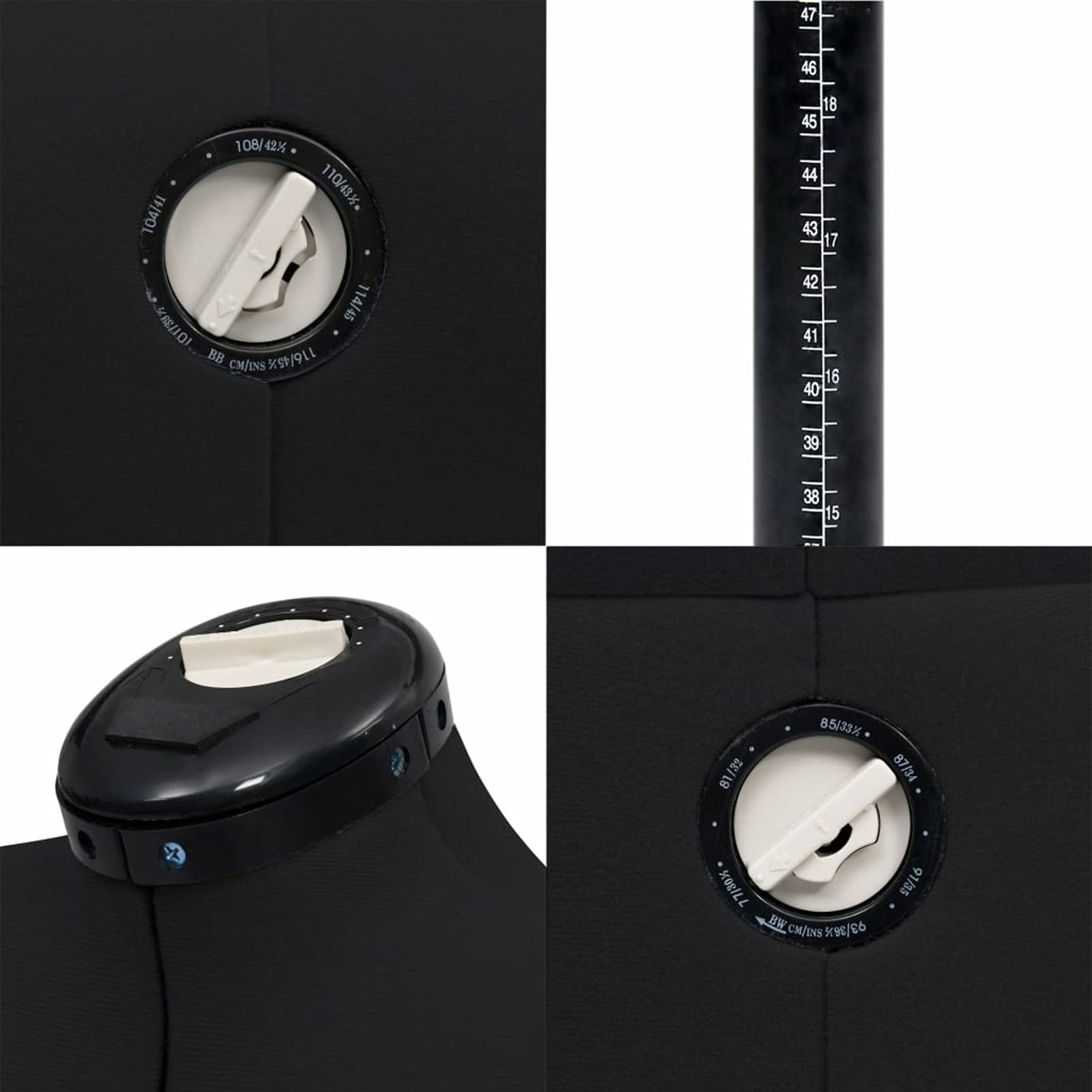 Maniquí de Sastre Ajustable para Diseñadores de Moda - Negro, Talla M/40-46