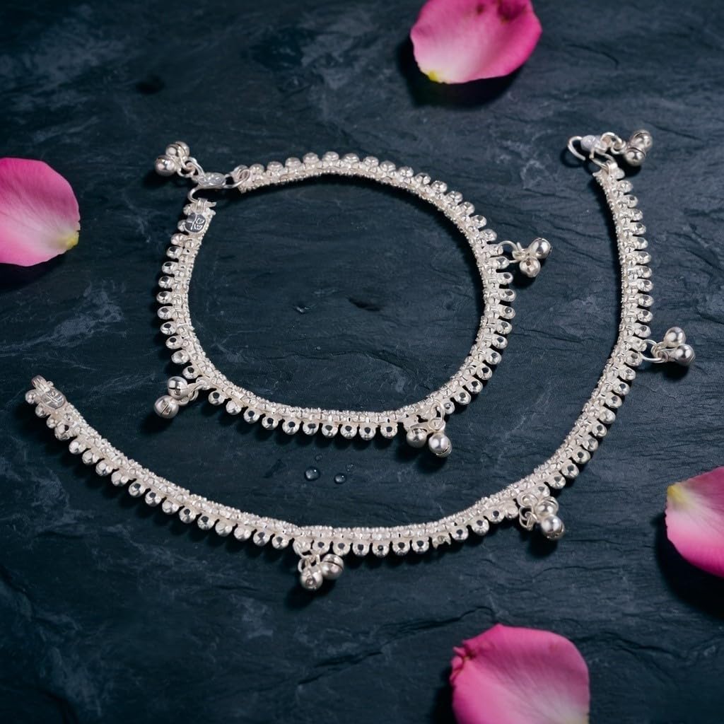 Efulgenz Indian Silver Tone Boho Bell Charms Jhanjara Ankle Bracelets Payal
