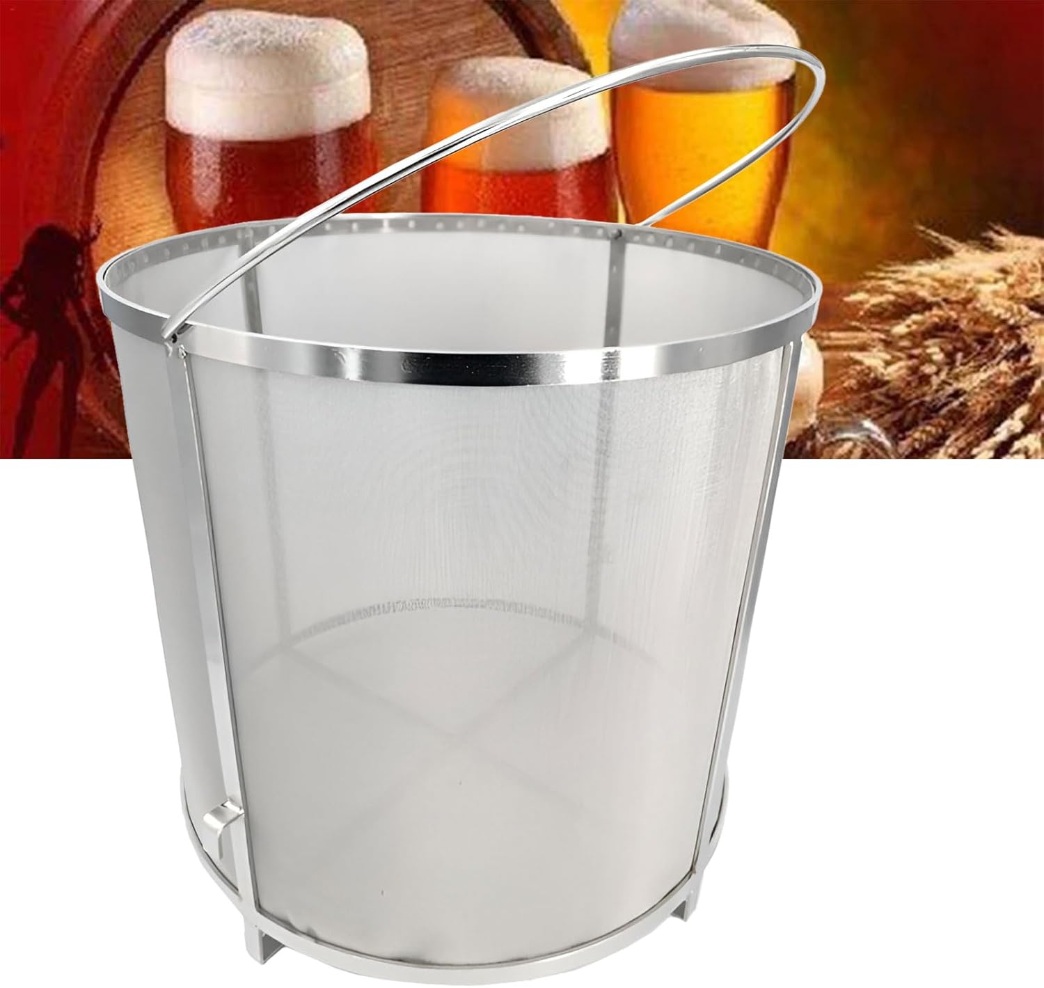 AIZYR Wine Beer Dry Hops Filter 400 Micron 304 Stainless Steel Strainer for Homebrew Wine Beer Tea Kettle Brew Filter,30 * 31cm