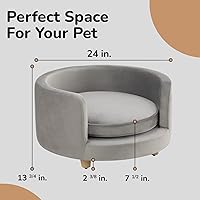 Vista 3 de dCee Sofá redondo para perros, sofá para gatos, soporta hasta 50 libras, 24 pulgadas. Sofá suave y aterciopelado para mascotas para un sueño cómodo