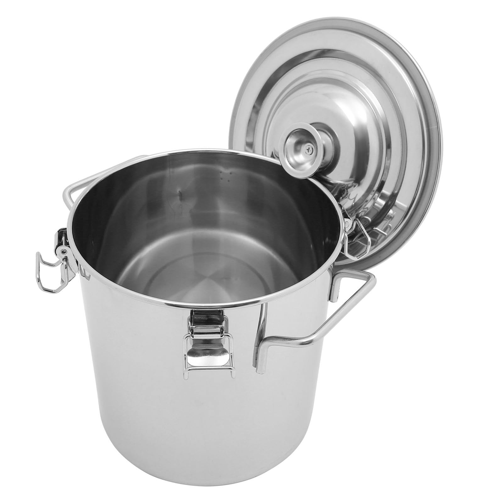 Zerodeko Seau en Acier Inoxydable 7 L Hermétique avec Couvercle à Loquet pour Stockage D'huile et Farine, Récipient Étanche pour Usage Domestique et Industriel