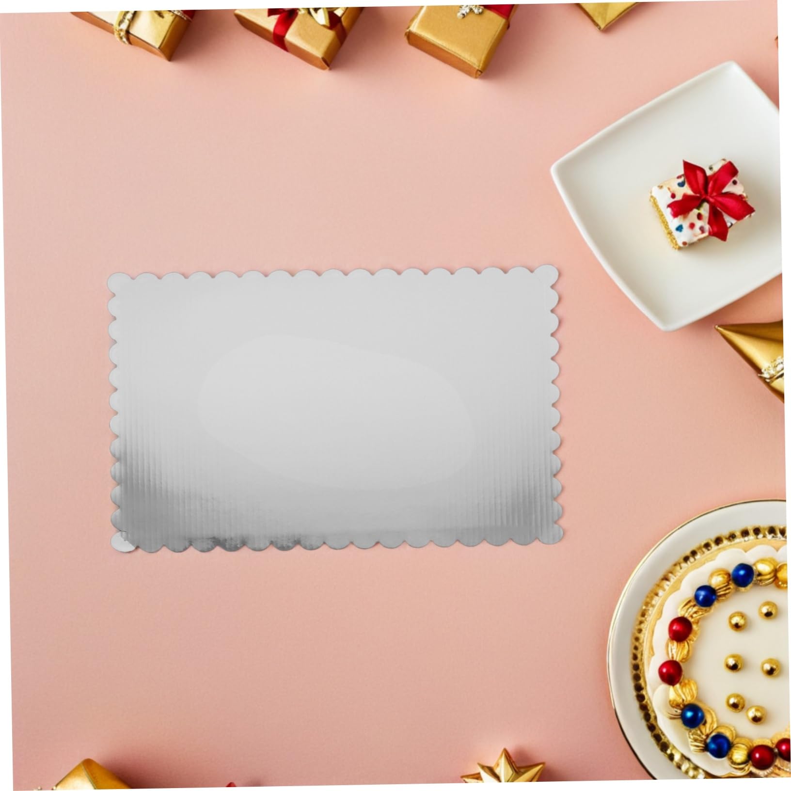 PartyKindom 20 Pièces Supports Gâteaux Ondulés Épais Bases Rectangulaires pour et Transport de Gâteaux Pâtisseries et Desserts