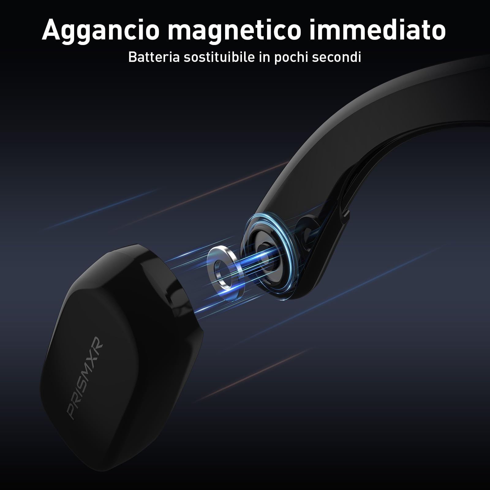 PRISMXR Carina C2 Batteria portatile per occhiali Rayban Meta, magnetica ultraleggera, caricabatterie portatile con autonomia estesa da 14 a 19 ore (per Wayfarer Regular)