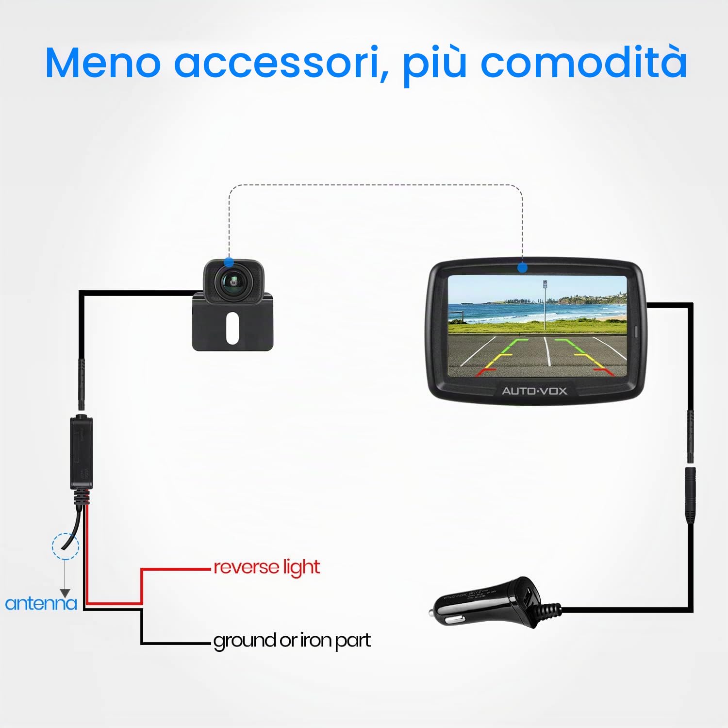 Auto-Vox Cs-2 Telecamera Retromarcia Wireless Con Monitor Per Auto 4,3", Segnale Digitale Stabile, Telecamera Retromarcia Impermeabile Per Auto Con Visione Notturna Chiara Per Camion/Suv/Furgoni