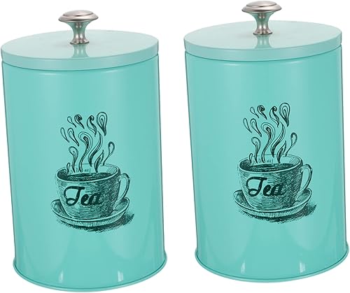 ifundom 2 latas de té de metal de hojalata para té y café, tarros a granel con tapas, galletas, recipientes de almacenamiento de té enlatados,