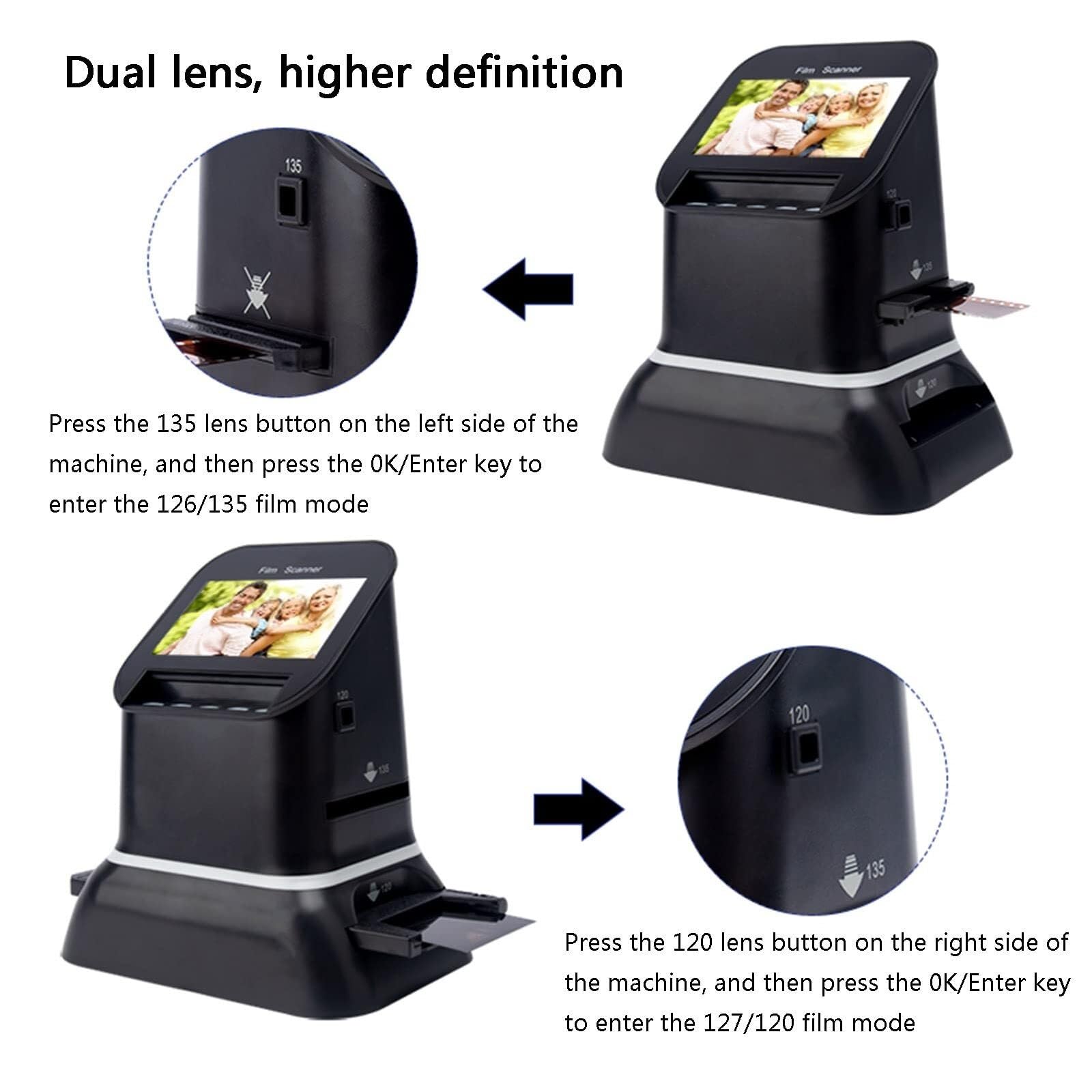 Scanner for pellicole e foto, scanner for pellicole all-in-one da 22 MP con ampio display da 4,3", converte diapositive da 35 mm/126/110 e 135/126/110 in foto digitali
