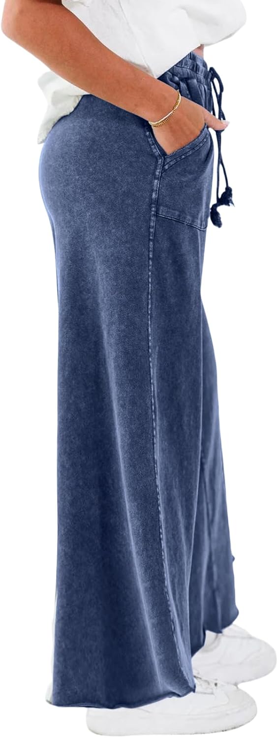 Women Sweatpants Jeans Wide Leg Denim Sweatpant Acid Wash Drawstring High Waist Baggy Pants Spring Clothes 2026 - Image 3