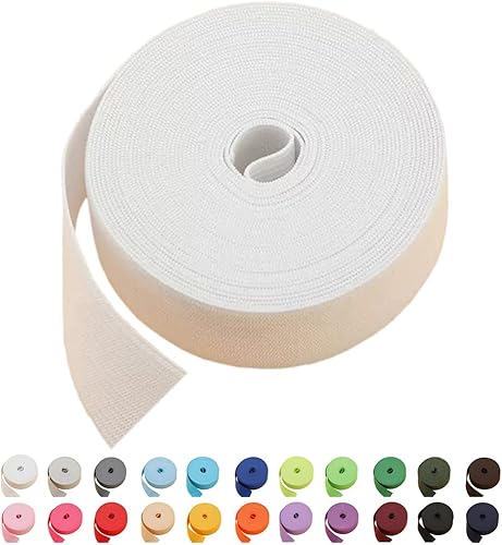 Banda de peluca de colores elástica de 1 pulgada 16 yardas Banda elástica de punto - 20 opciones de color (blanco)