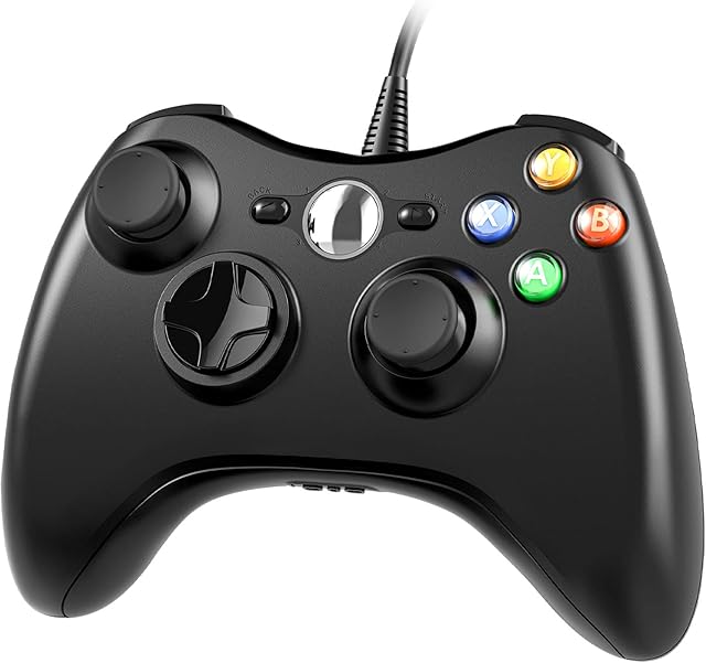 CHEREEKI Controller for Xbox 360, Wired PC Game Controller Joystick Gamepad for Xbox 360 Windows Vista/7/8/8.1/10/PC - Ergonomic Design - Dual Vibration (Black)